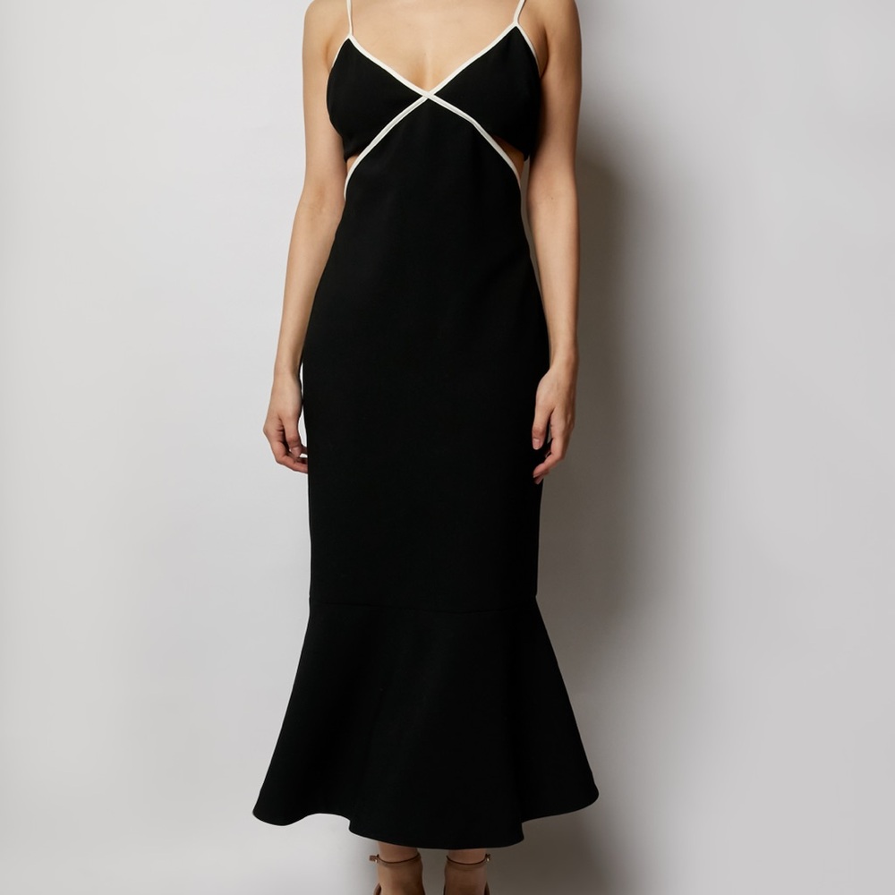 Likely Black Midi Dress with White Trim